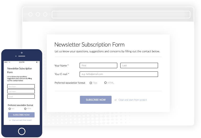 Wordpress Autopopup Newsletter browser on desktop and mobile
