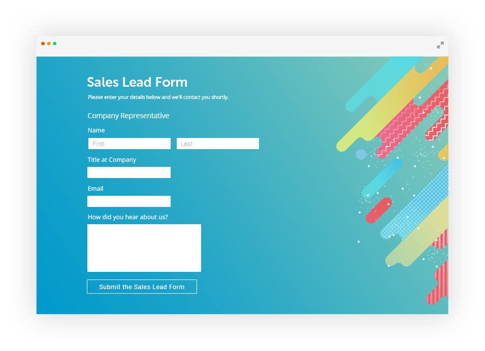 Sales lead form with GetResponse integration