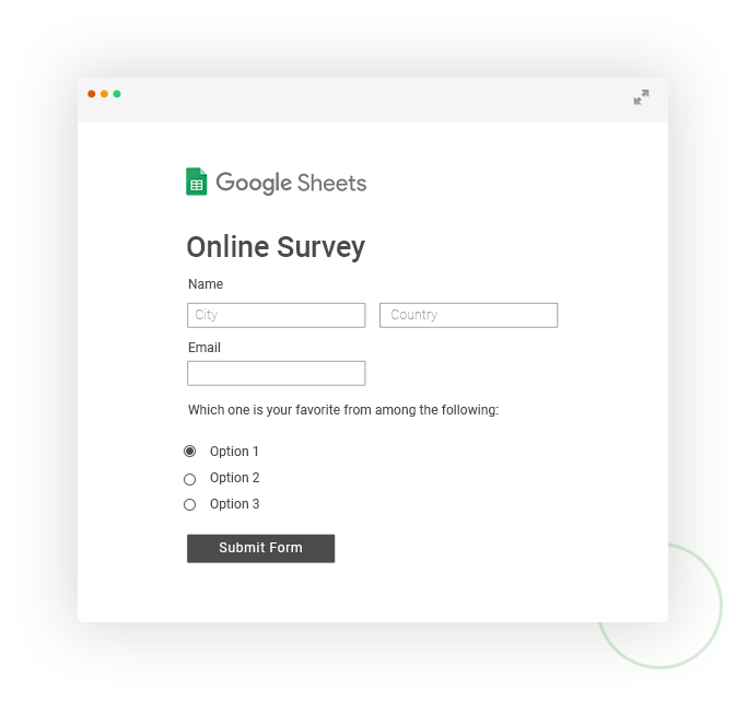 survey that sends data to google sheets