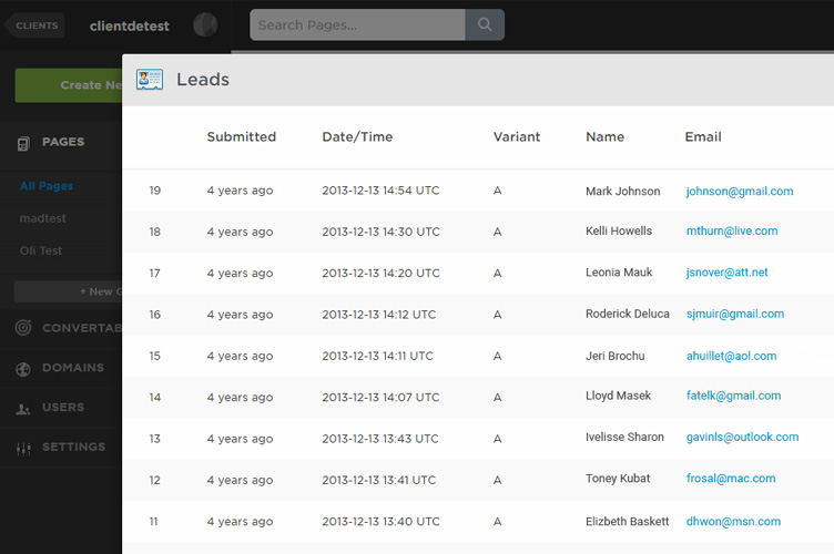 Unbounce UI
