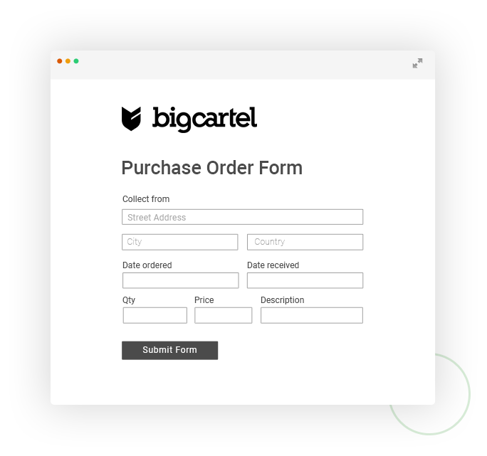big cartel compatible web form generator