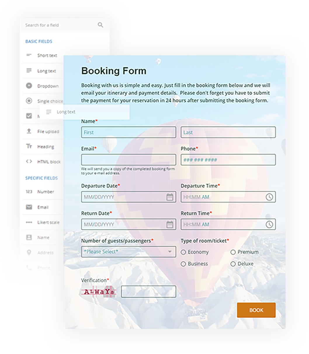 123 Booking Form
