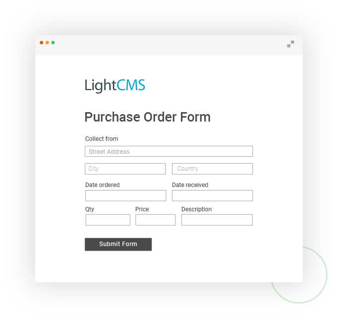 webydo purchase order form