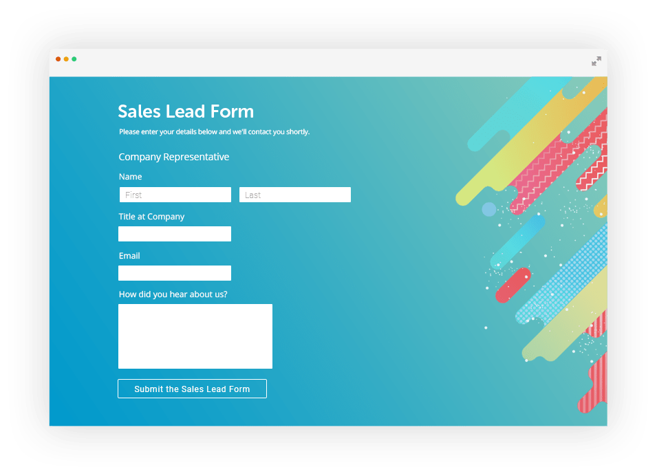 sales lead forms with top producer integration