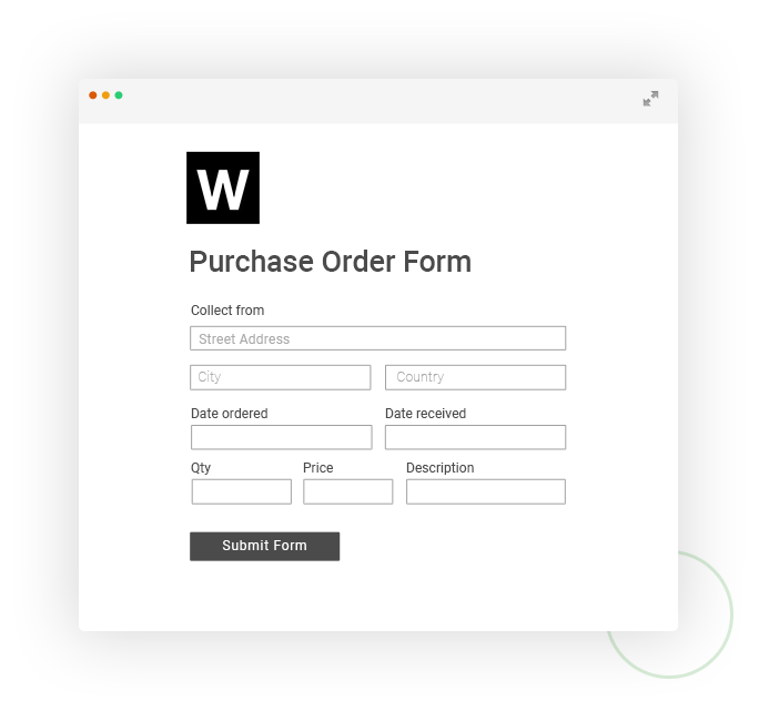 webydo purchase order form
